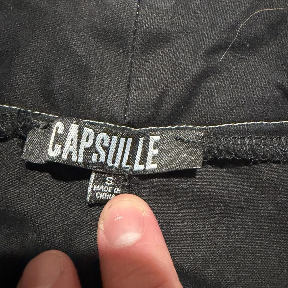 Capsule Brand Black Cargo style baggy Pants w/White stitching Women's Small #630
